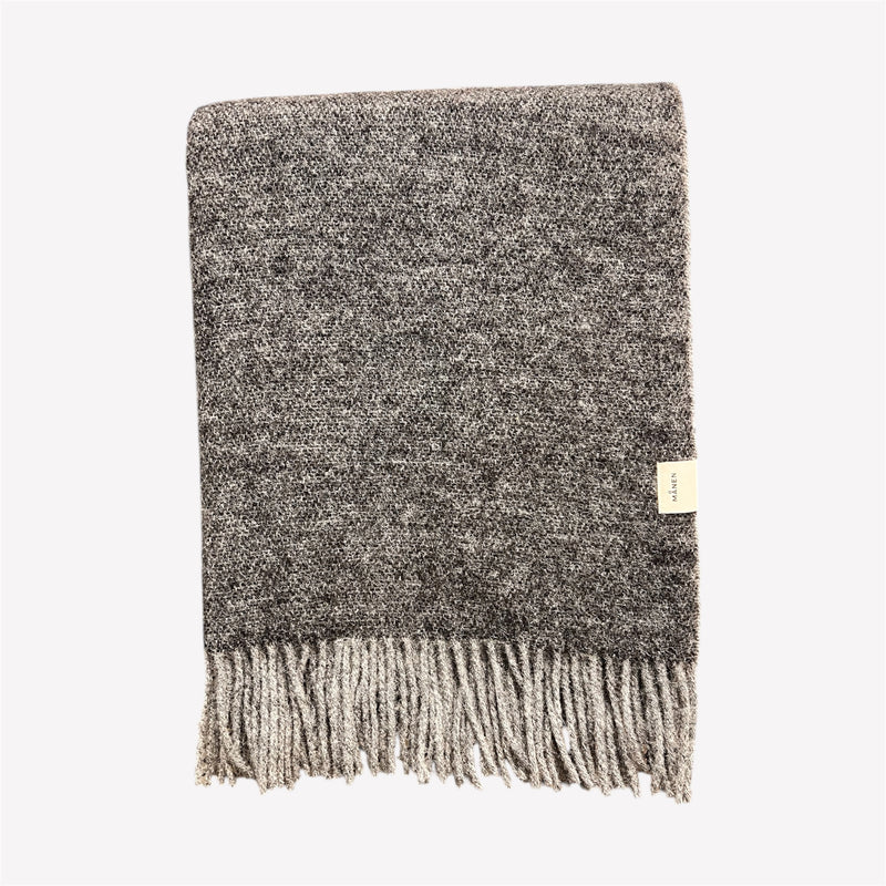 Wolldecke Bicolor mit Fransen Grau/Dunkelgrau - GUNDT HOME
