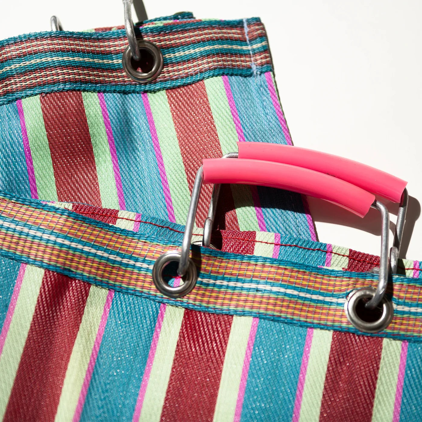 Recycled Plastic Stripe Bag Wide/B - Green x Red - GUNDT HOME