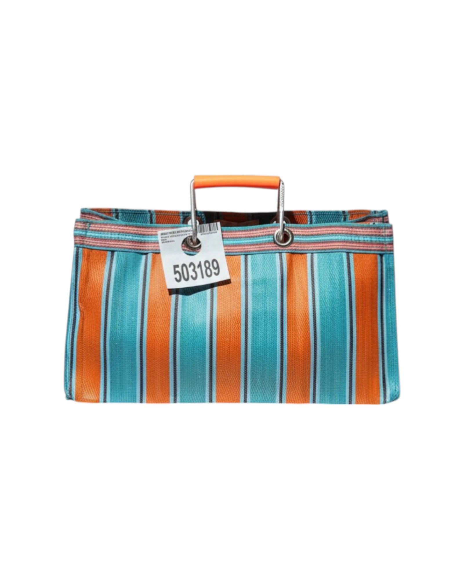 Recycled Plastic Stripe Bag Wide/B - Orange x Blue - GUNDT HOME