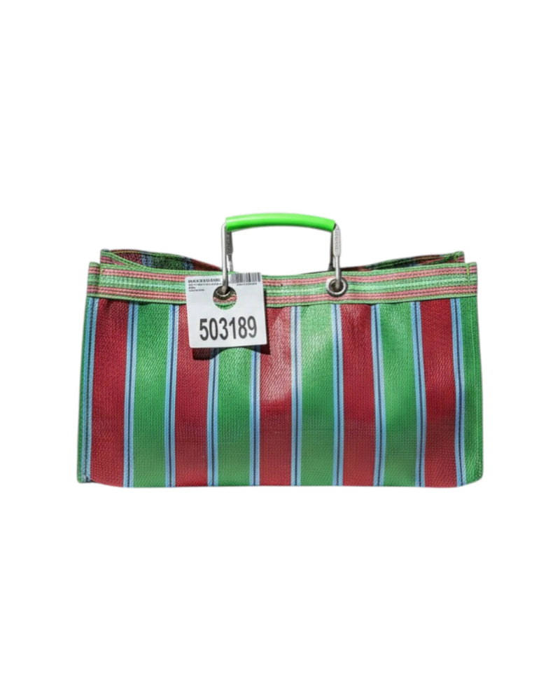Recycled Plastic Stripe Bag Wide/B - Green x Red - GUNDT HOME