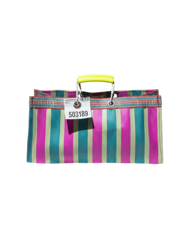 Recycled Plastic Stripe Bag Wide/B - Green x Pink - GUNDT HOME