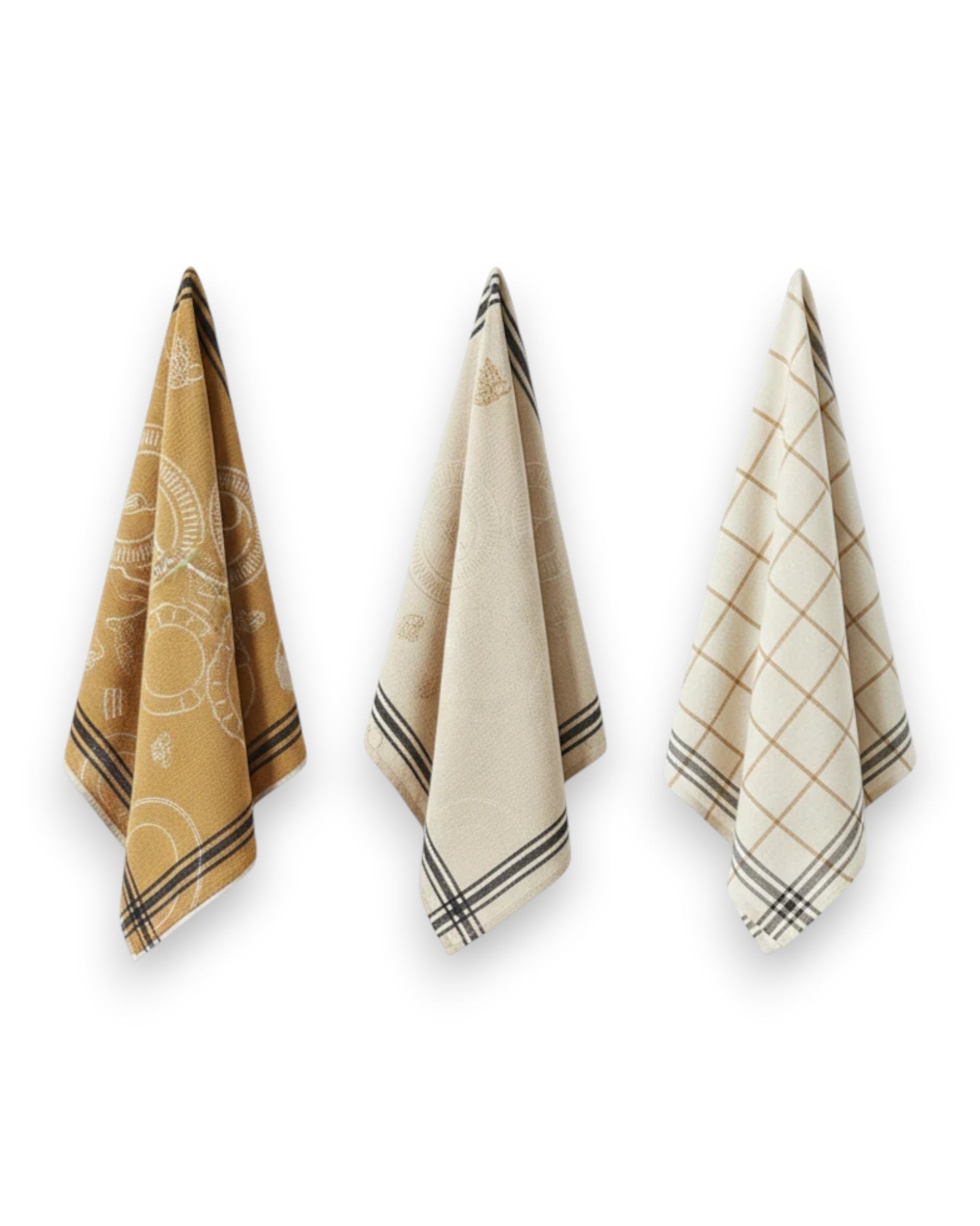 Le trio A table naturel - Geschirrtuch Set aus Leinen und Baumwolle: 50 x 70 cm - GUNDT HOME
