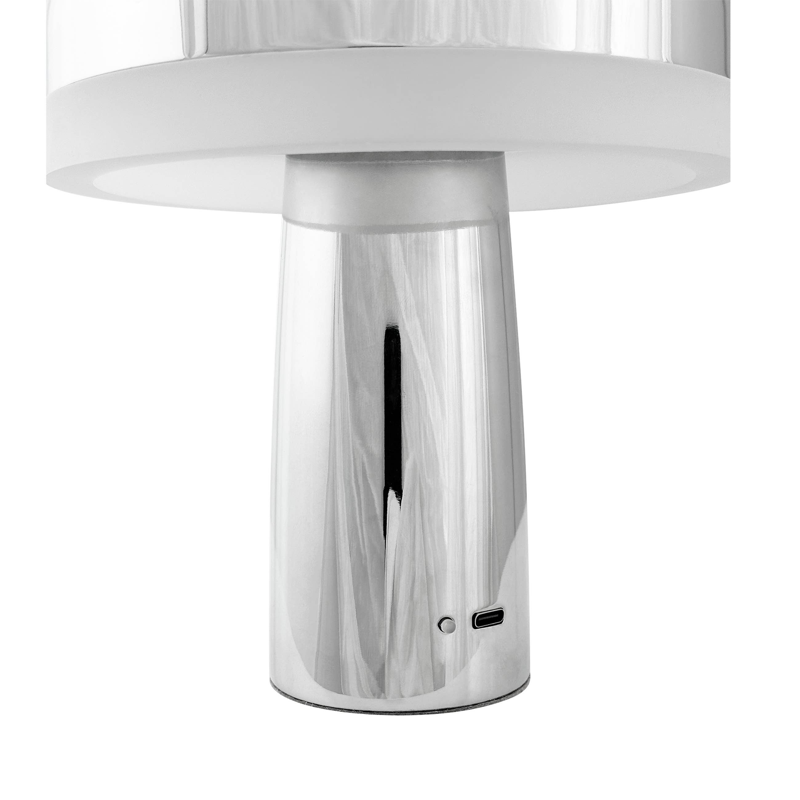 Porter Tischlampe aus Chrom, wiederaufladbar mit eingebauter LED