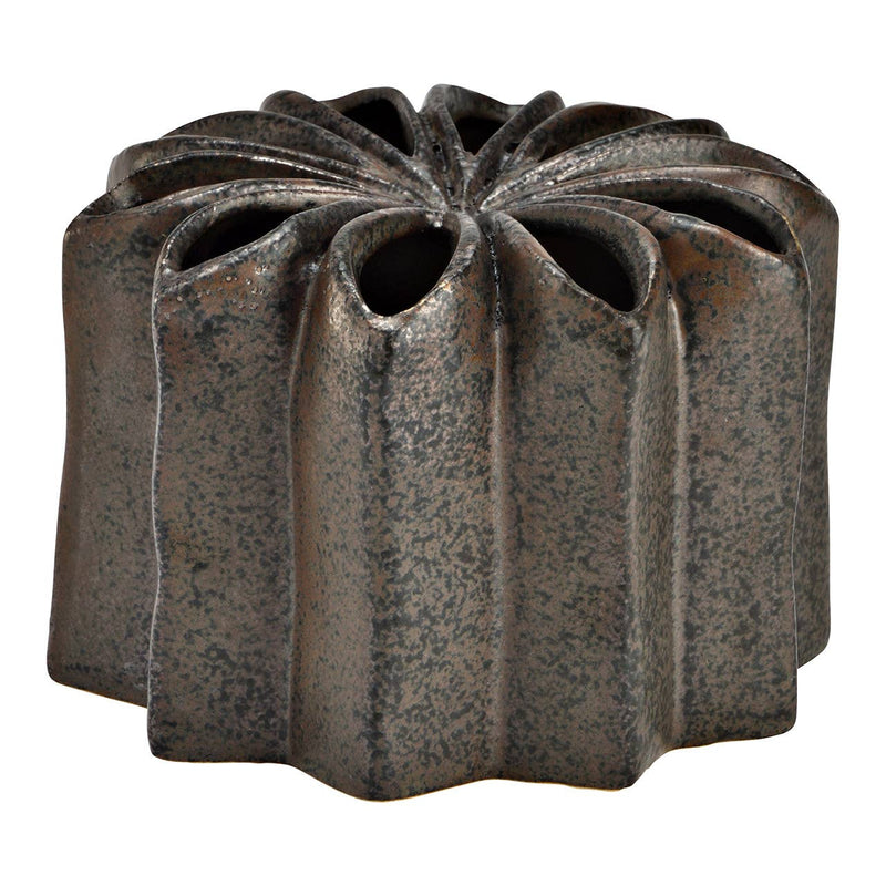 Vase Blume aus Keramik, Braun (B/H/T) 14x10x14cm - GUNDT HOME