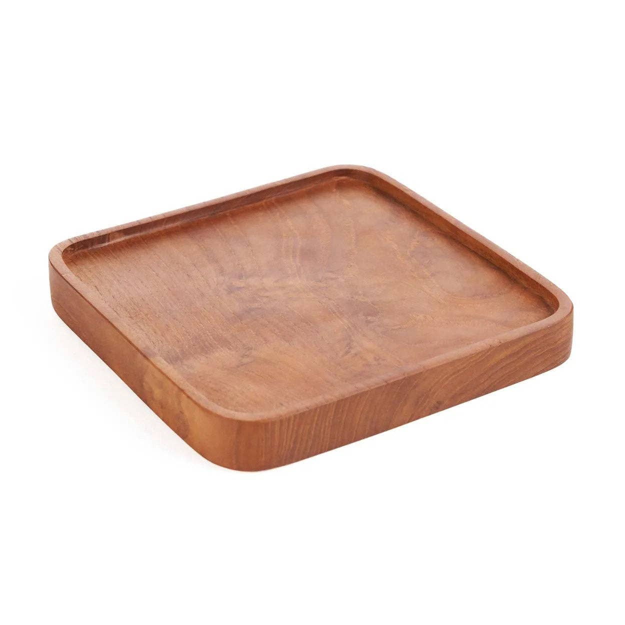 Teak-Holz quadratischer Teller – Natur – XS