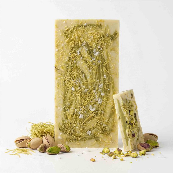 Premium weiße Schokolade - Pistazien, Knafeh, Salz - GUNDT HOME
