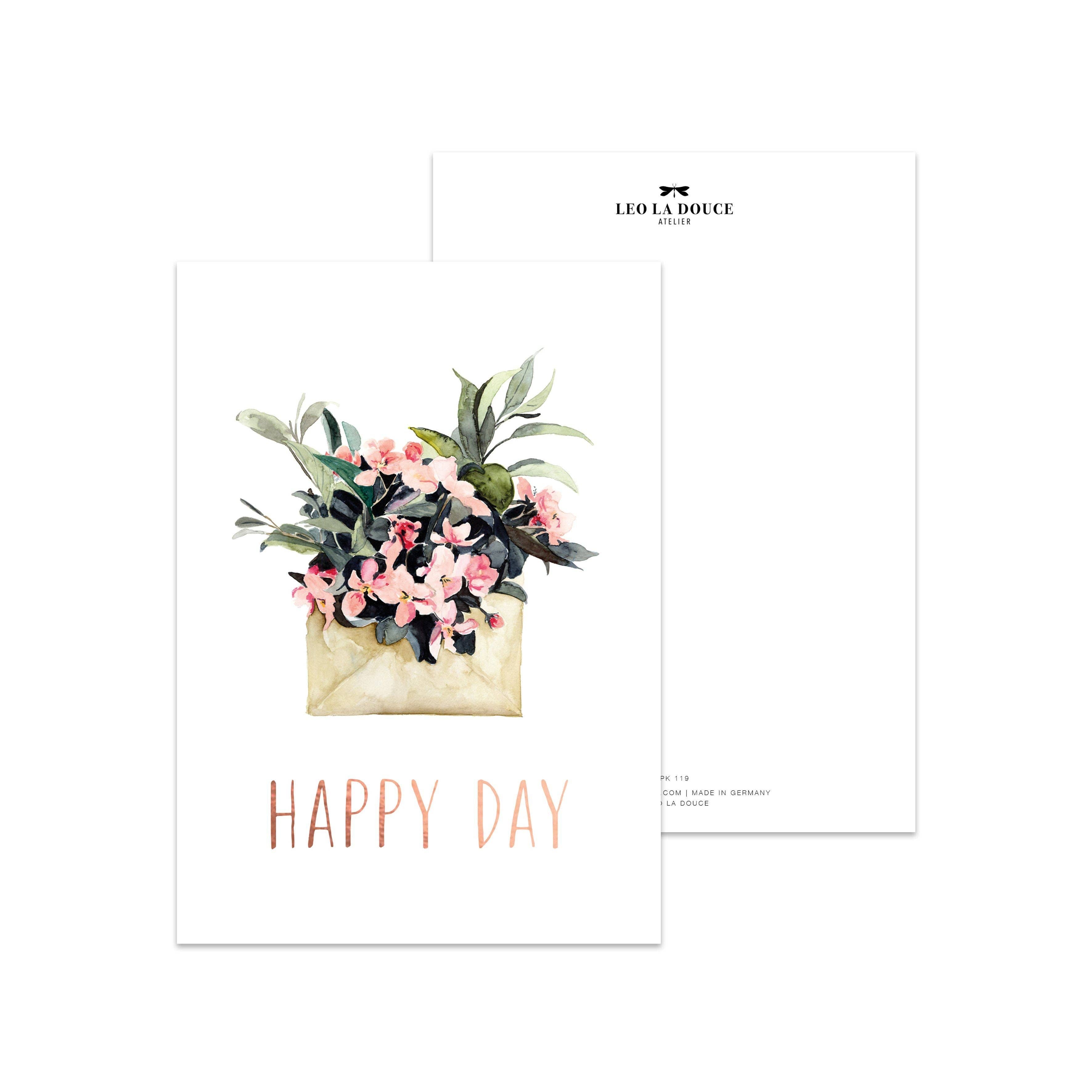 Postkarte - Happy day (Goldfoil)