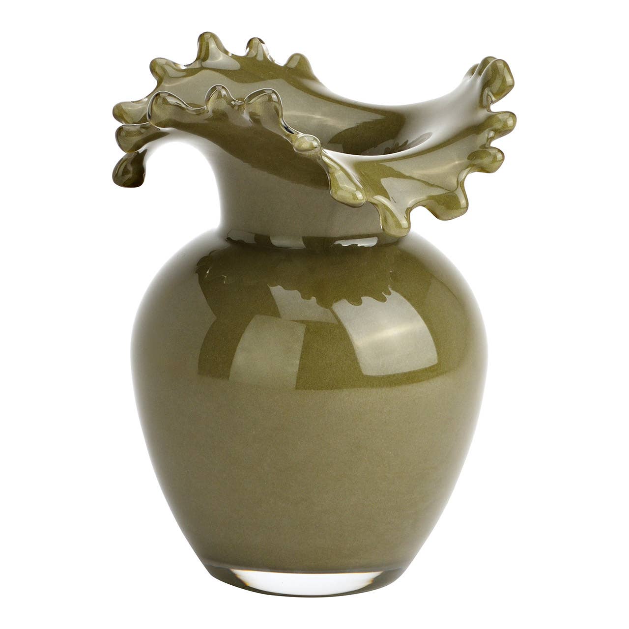 Vase aus Glas, Grün (B/H/T) 14x18x14cm - GUNDT HOME