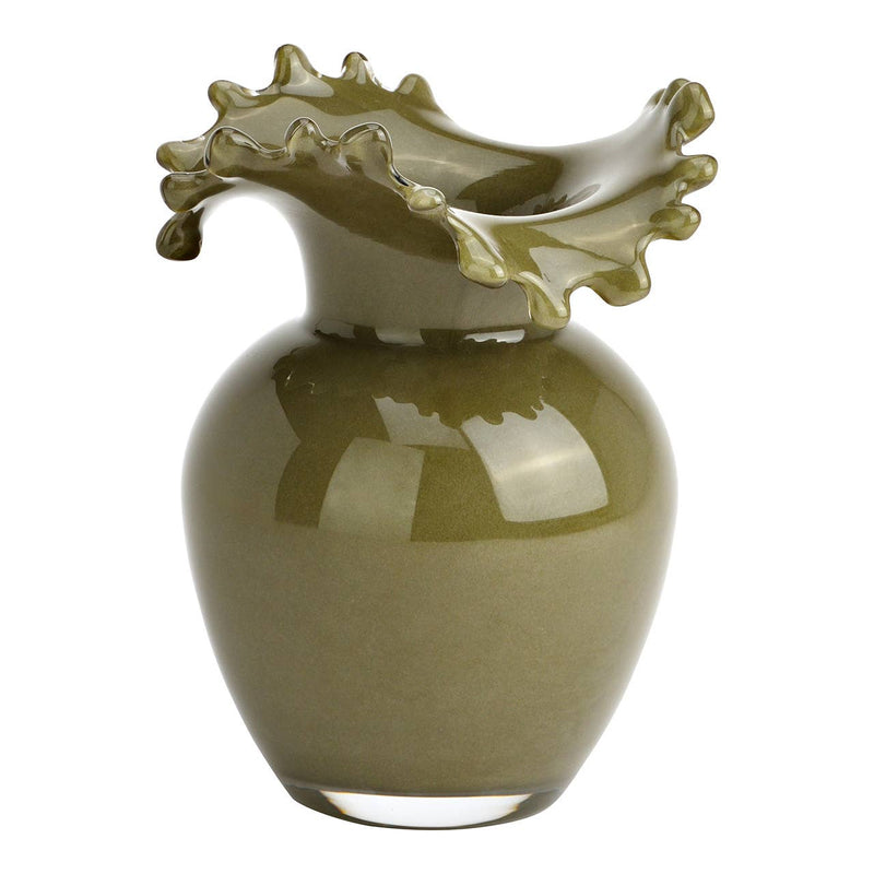 Vase aus Glas, Grün (B/H/T) 14x18x14cm - GUNDT HOME