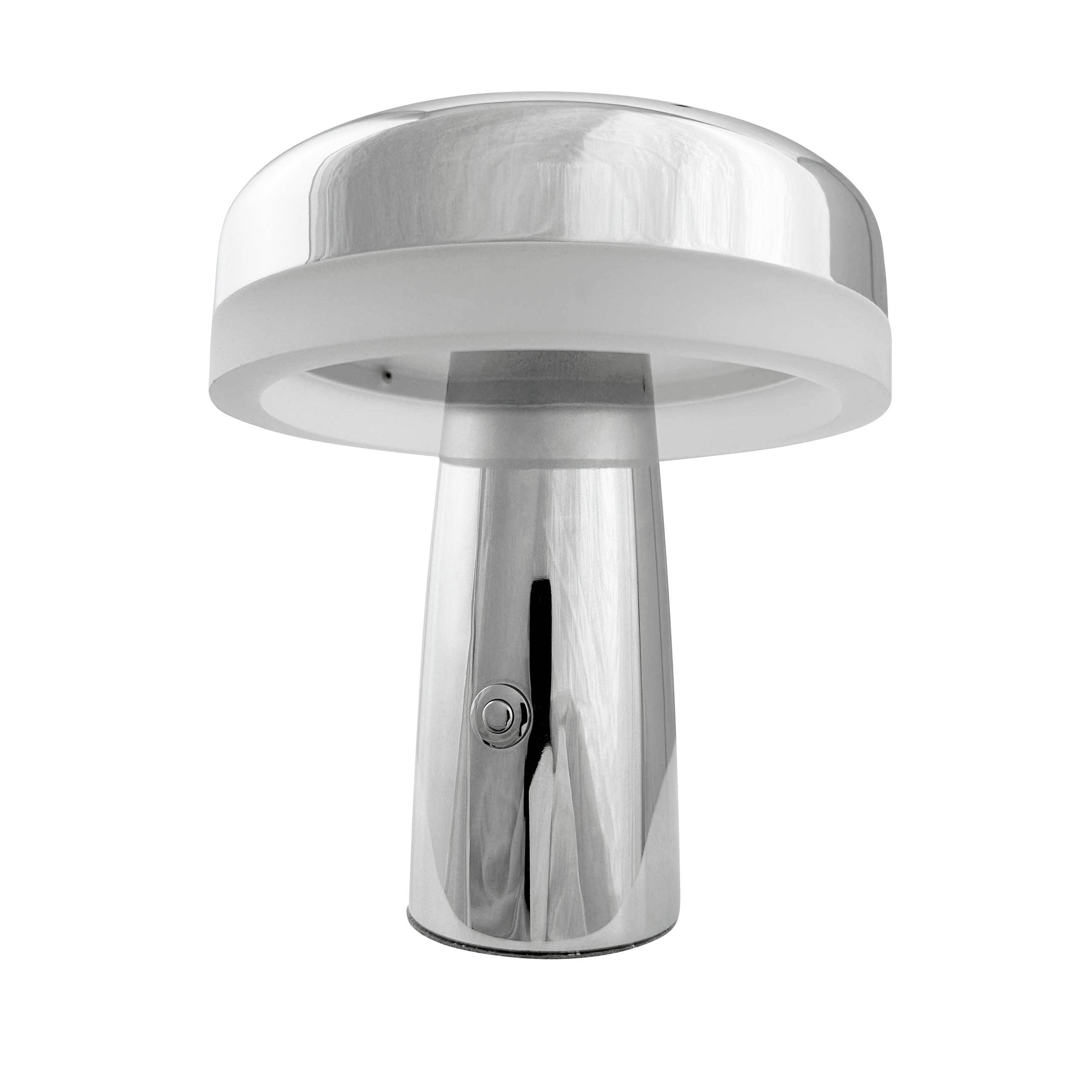 Porter Tischlampe aus Chrom, wiederaufladbar mit eingebauter LED