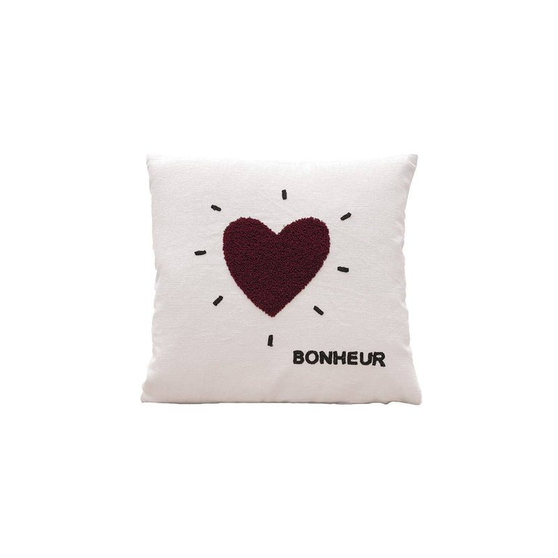 Bonheur Kissen rotes Herz Glück 40x40cm - GUNDT HOME
