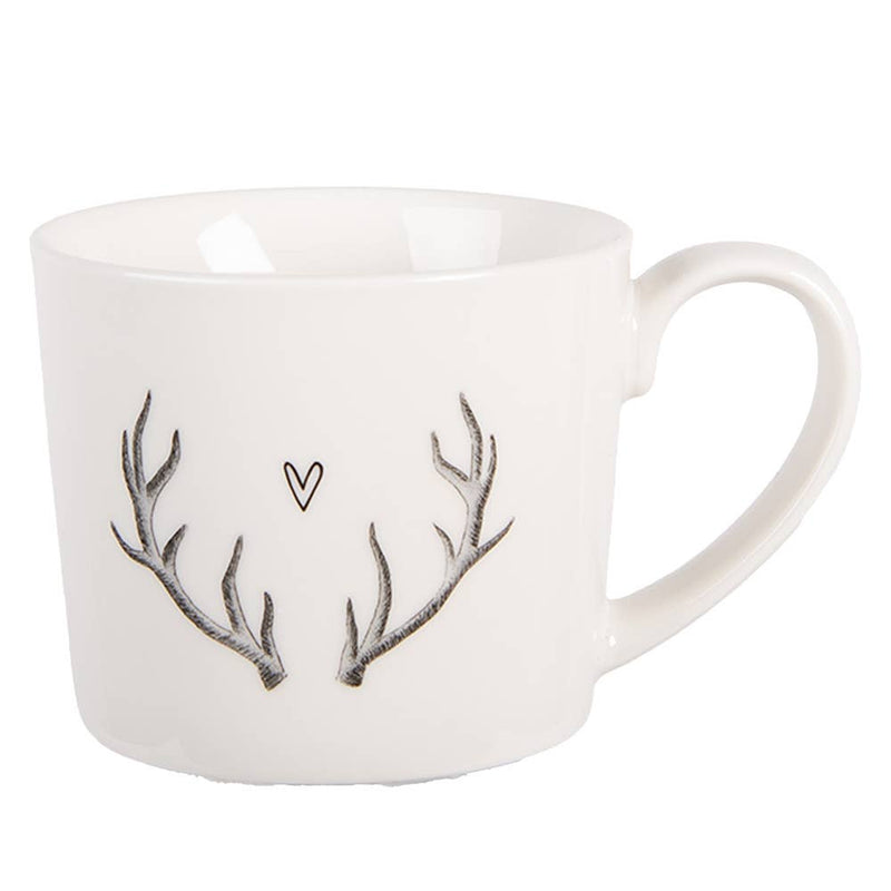 Becher 275 ml, weißes Porzellan, Hirsch