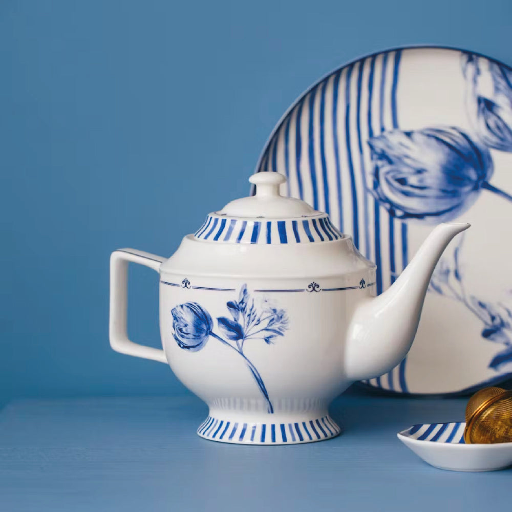 Teekanne Tulip blau/weiss - GUNDT HOME