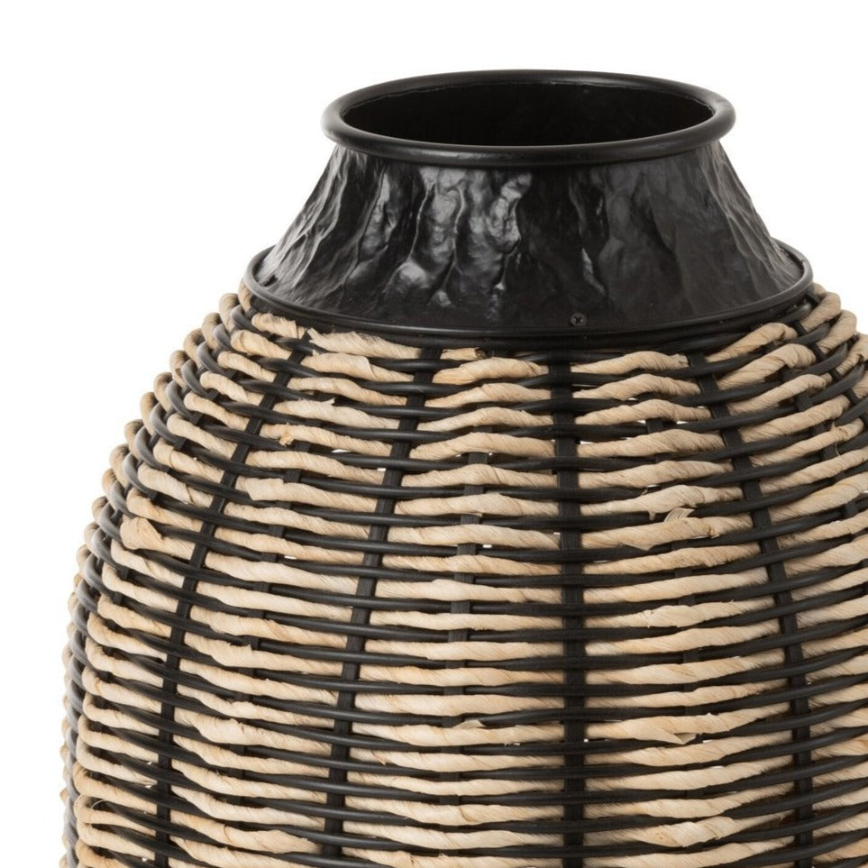J-Line Vase Dekoration Seil/Rattan Schwarz/Natur – 56 cm hoch