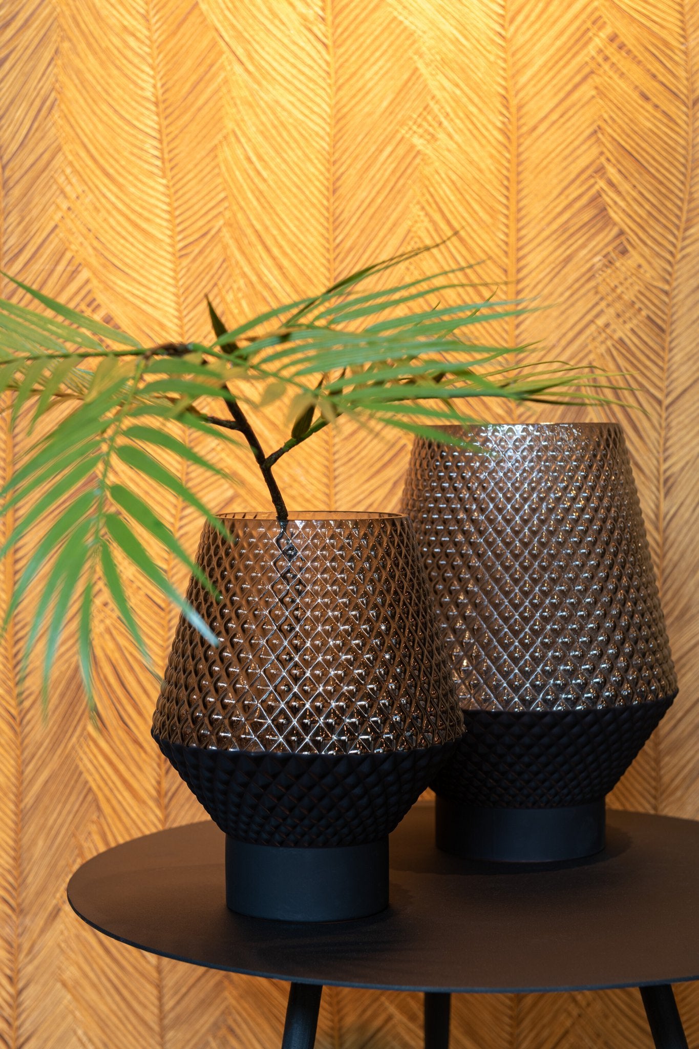 J-Line Vase Motiv Glas Grau Groß – 26 cm hoch