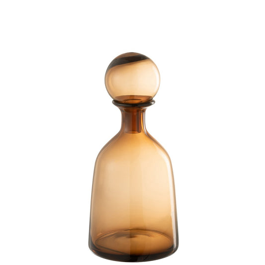 J-Line Bottle+Stop Plain Dekoratives niedriges Glas Braun Small